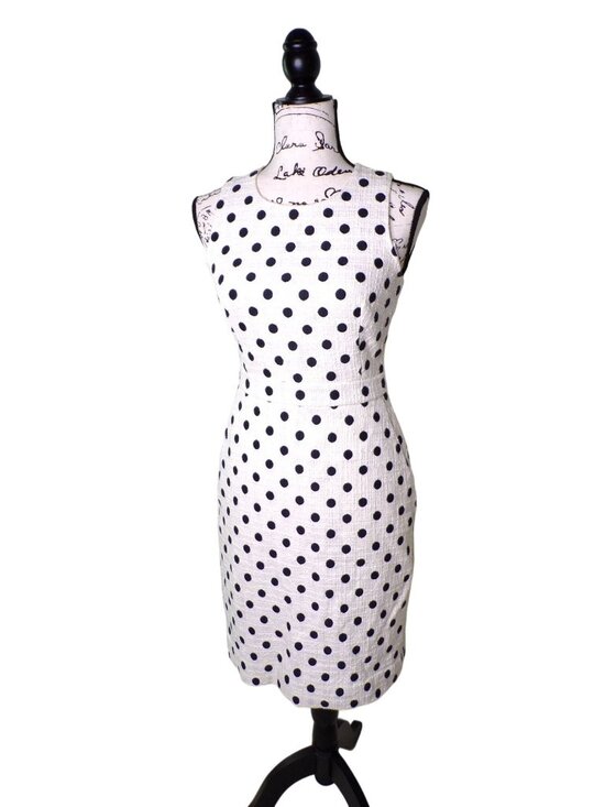 J. Crew Dresses & Skirts - 🆕J CREW Polka Dot Textured Sheath Dress Black White Size 0 #G3726